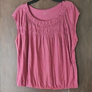 LOFT Women's Mauve Smocked Blouse